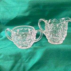 Fostoria American Cubist Cream and Sugar Vintage
